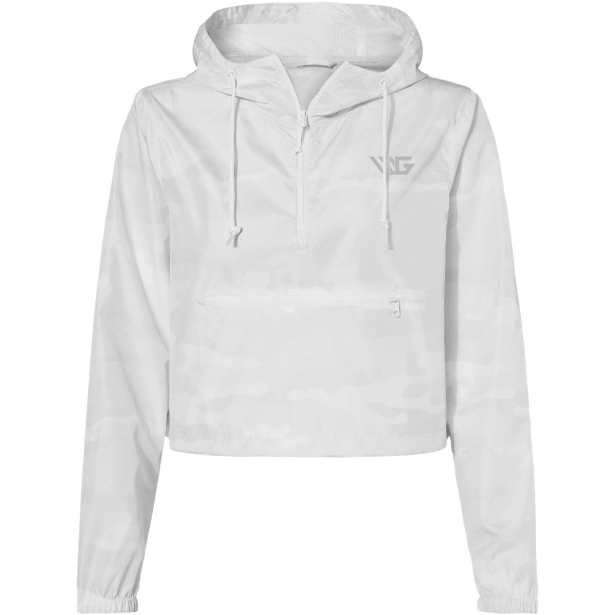 ◇WELLBEING EXPRESS◇ Ripstop Crop Windbreaker White Independent Trading Co. - Women's Lightweight Quarter-Zip